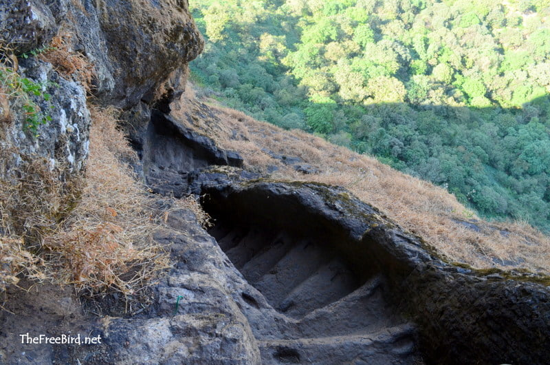 Harihar fort trek stairs