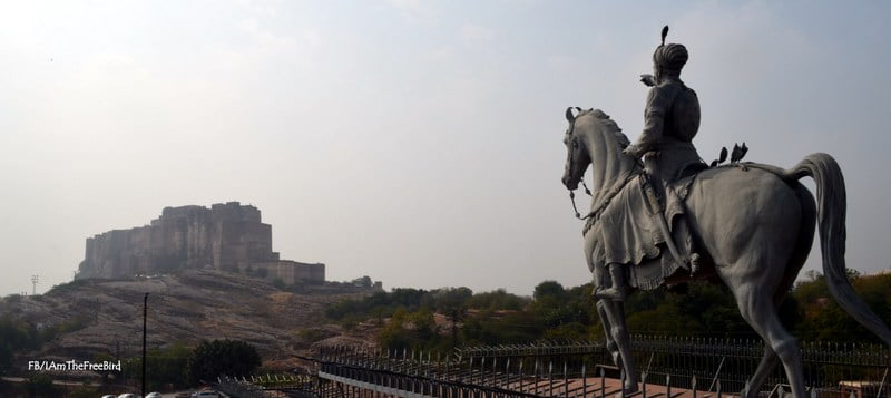 Rao Jodhaji Pointing towards Mehrangadh