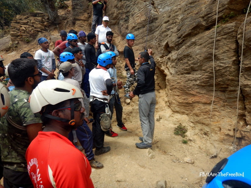 Rock climbing expert advice by Subedhar Dan Singh at NIMAS basic mountaineering course BMC