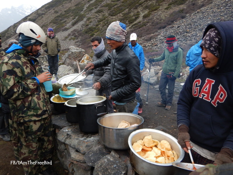 Food NIMAS BAsic Mountaineering course BMC AMC Meerathang Glacier