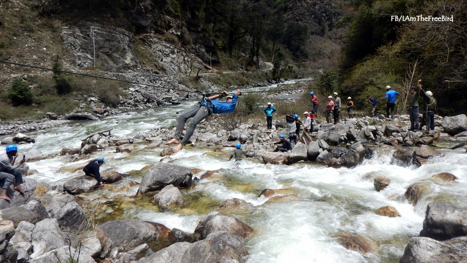 River crossing NIMAS basic mountaineering course BMC