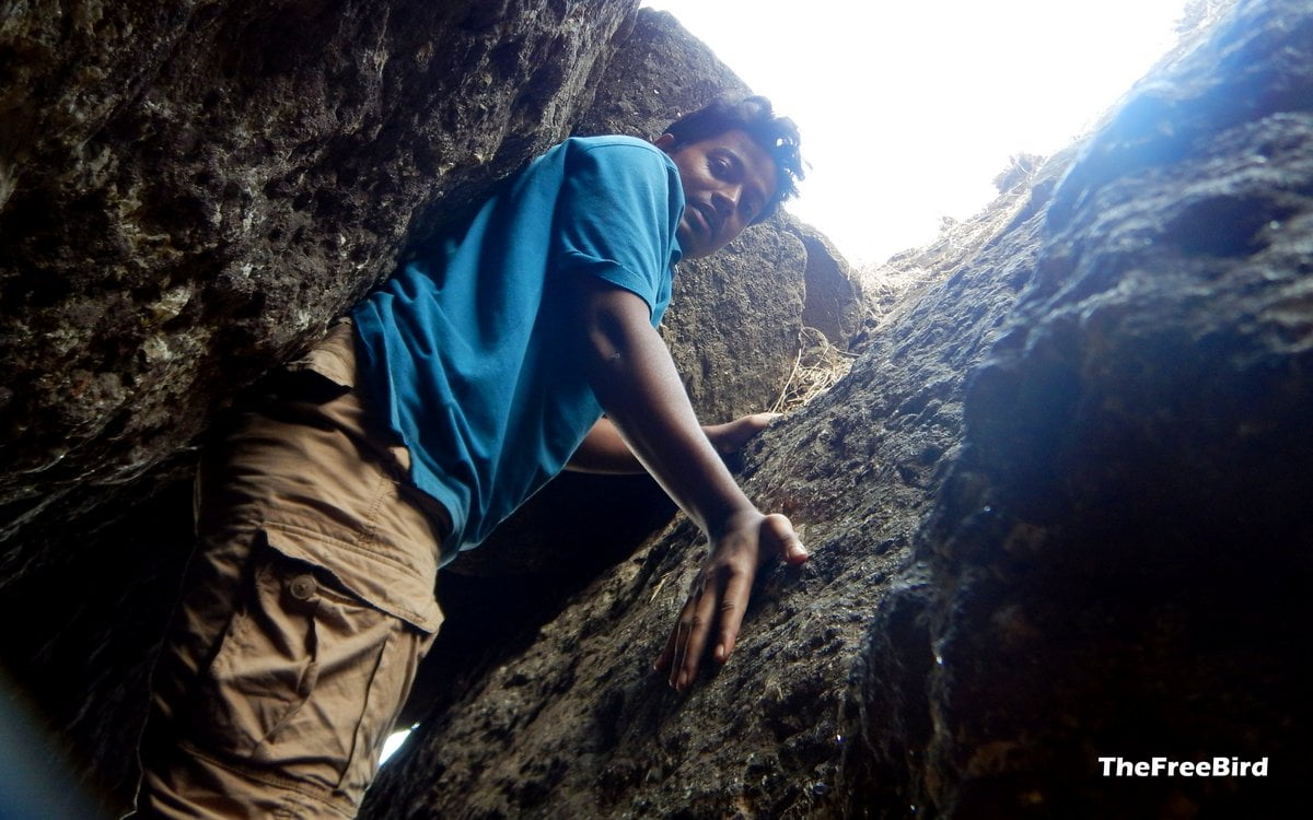 Narrow Chimney Climbing At padargad trek