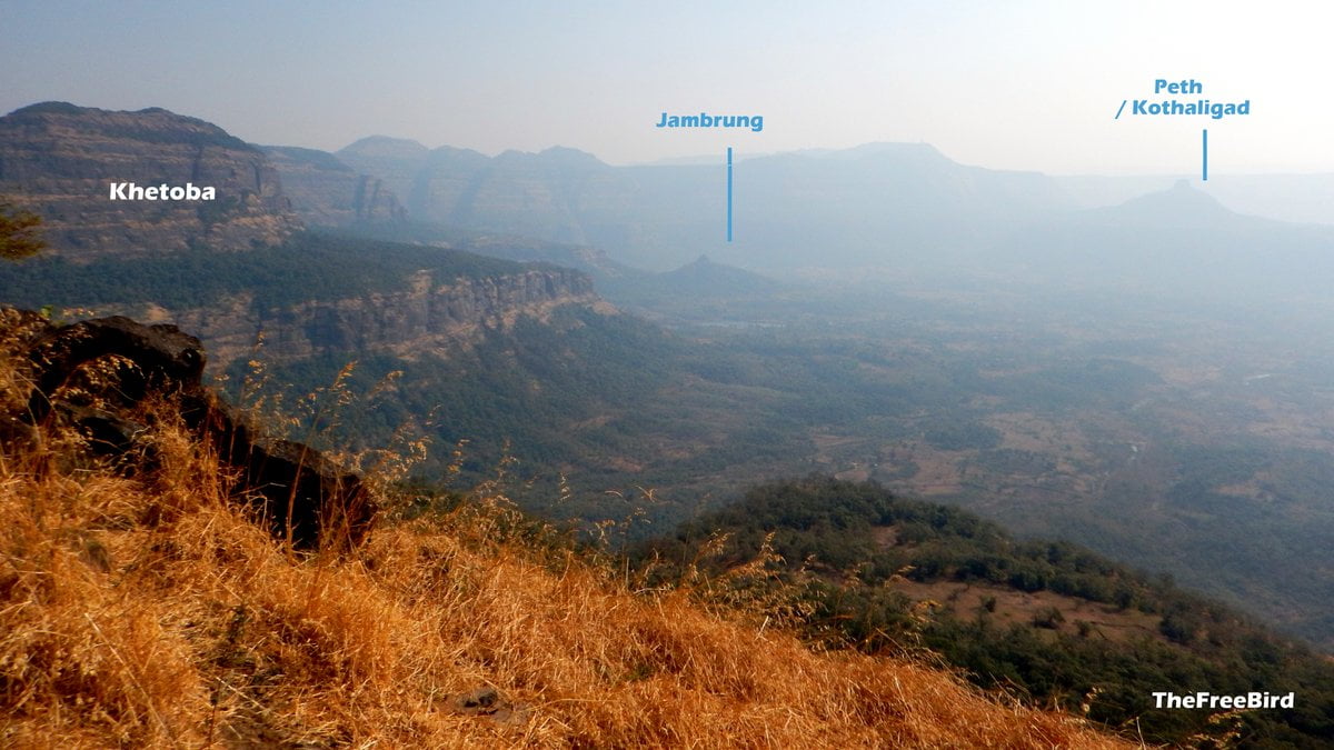 Peth Kothaligad Jambrung & khetoba Forts visible from Padargad