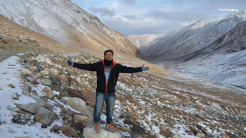 Tsoltak valley Frozen Pangong Tso in Winter