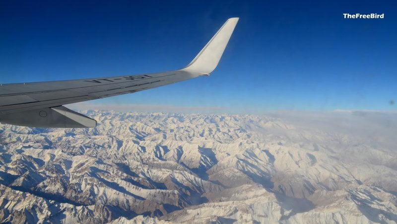 Ladakh mountain from sky plane