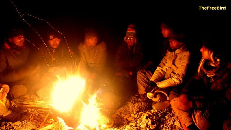 Chadar trek night camp fire