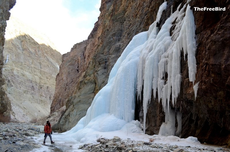 chadar trek nerak to lingshed frozen waterfall