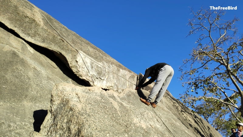 Layback Climbing  SVIM Swami Vivekanand Institute of Mountaineering Basic Rock Climbing BRC Mt. ABu Adventure