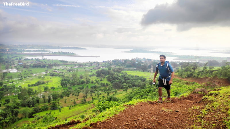 Mordhan fort trek blog: Darne dam backwater behind the Mordhan fort trek