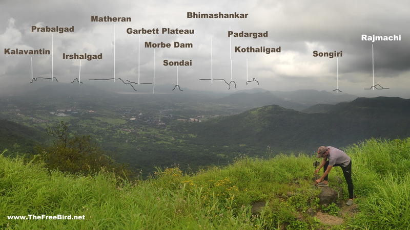 Manikgad Trek Blog - forts visible from Manikgad - Sankshi karnala irshalgad kalavantin prabalgad matheran sondai bhimashankar padargad kothaligad songiri rajmachi morbe dam
