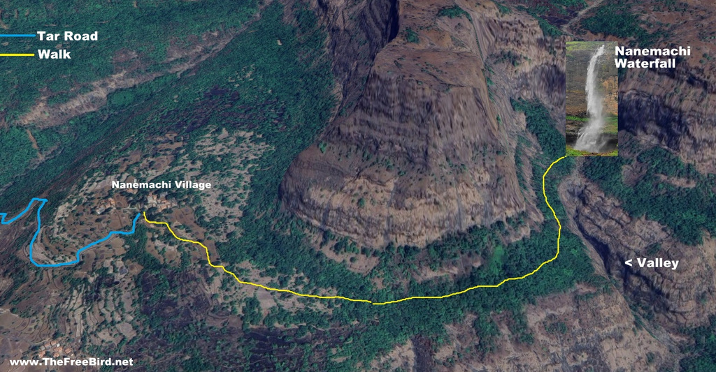Nanemachi waterfall trek route map