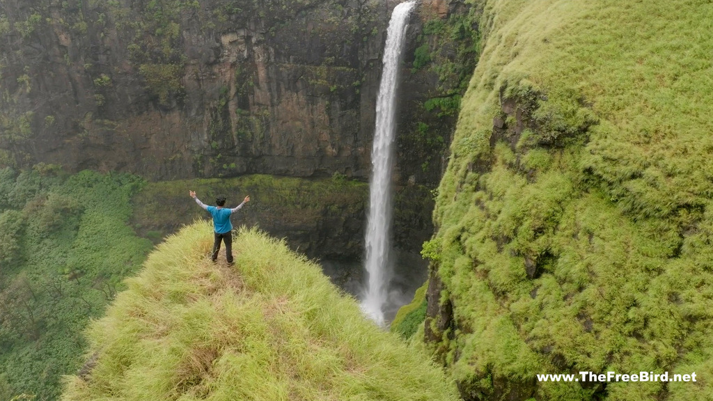 Kumbhe waterfall drone view