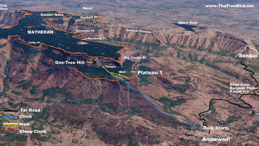 one tree hill point trek map route to Matheran - one tree hill trek gps