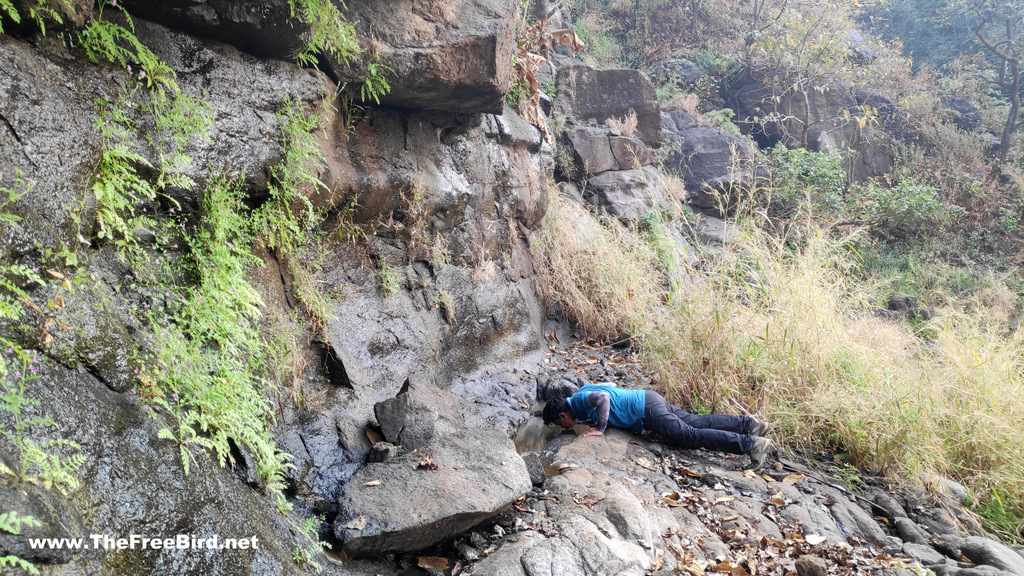 Drinking water on Dhodhani trek