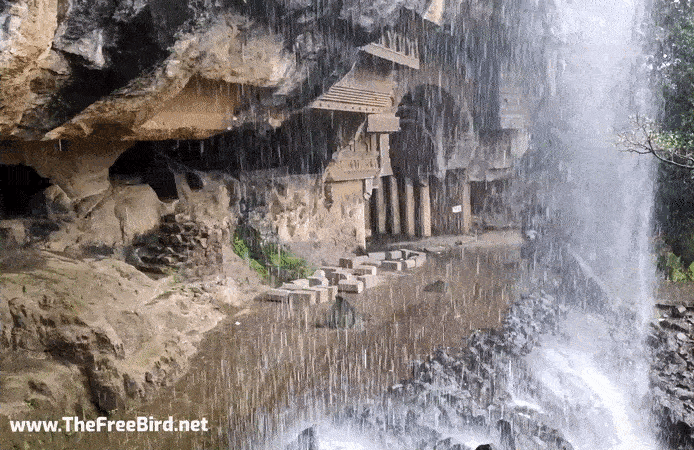 Waterfall over Kondana Caves