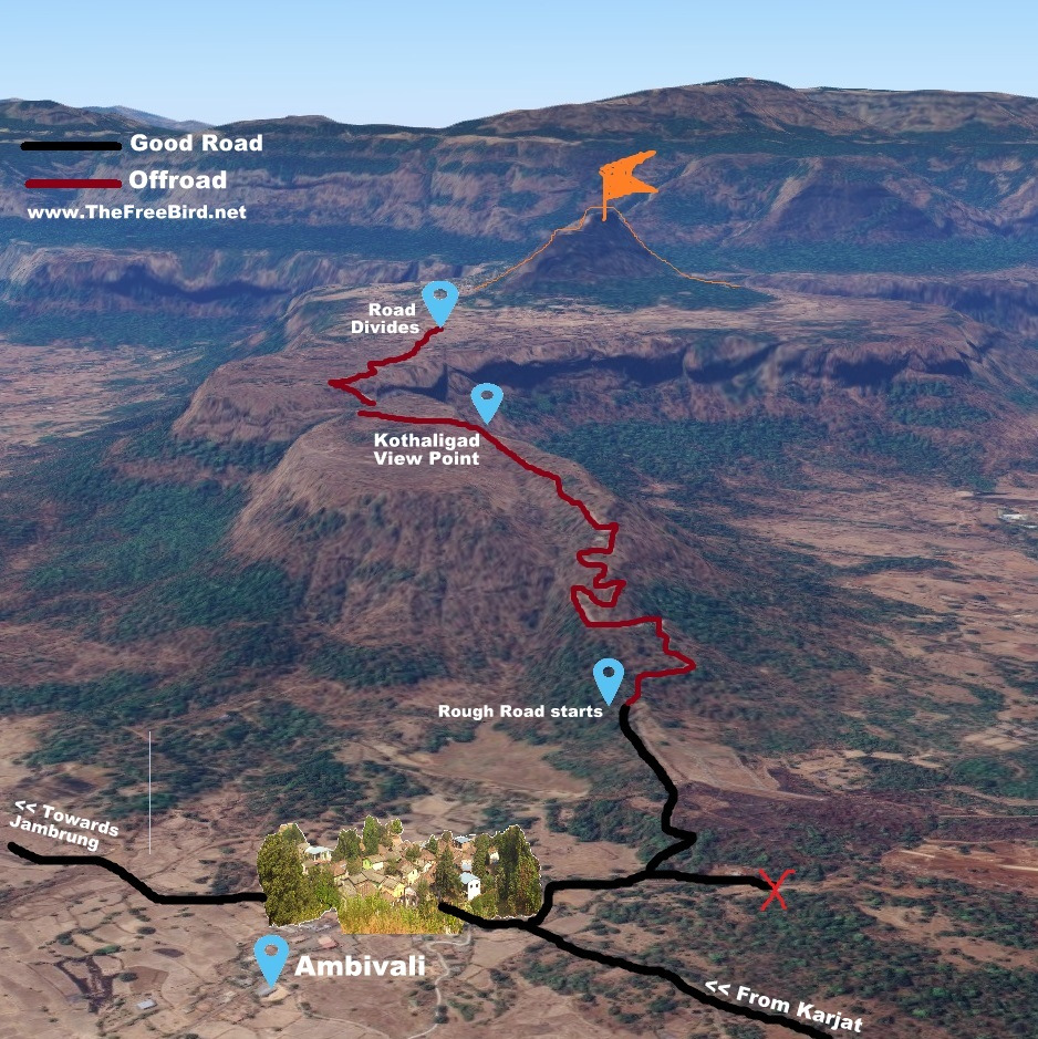 How to reach Kothaligad fort trek form Mumbai & Pune - Trek route gps for Kothaligad