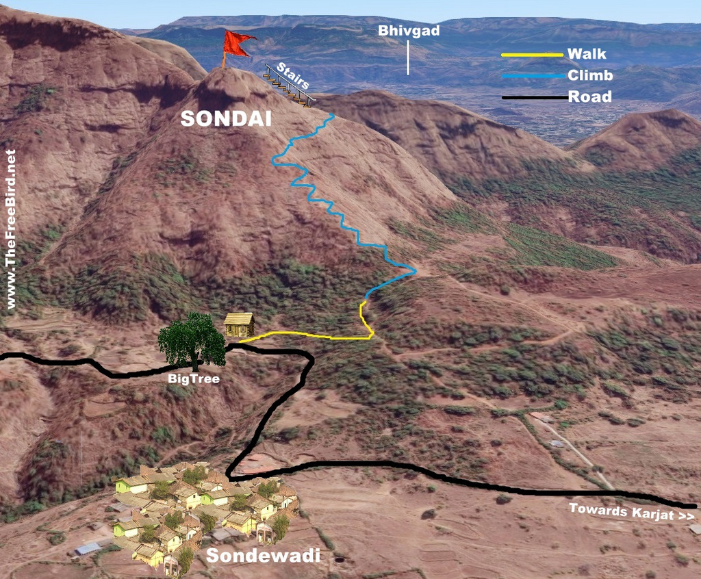 How to reach Sondai fort ? Trek route for Sondai fort trek , SONDAI gpx