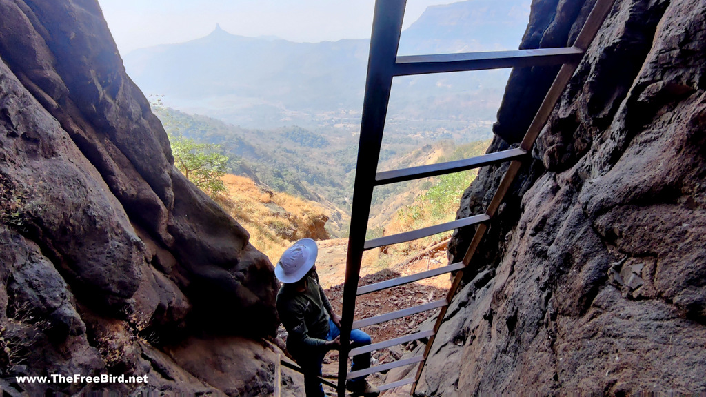 New ladder on Pisarnath cave route to Matheran