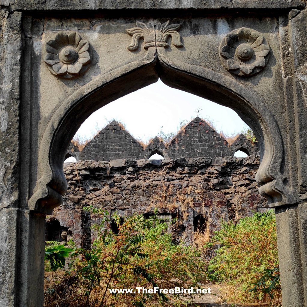 Dilapidated structure remains at Murud janjira fort looking like a face
