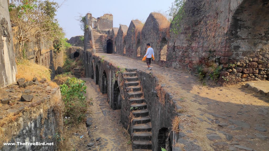 Bastions hallways stairs at Murud janjira fort