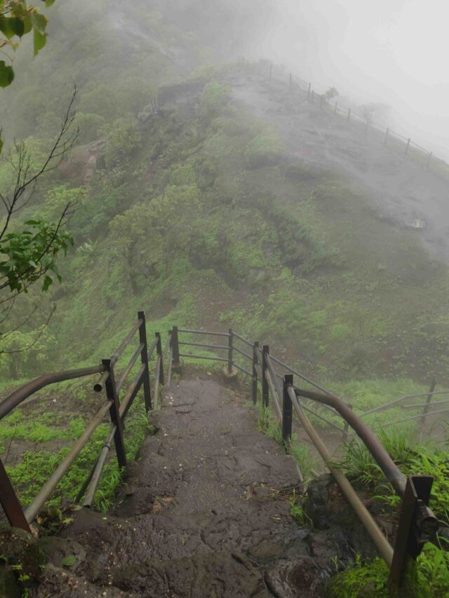web story Karnala fort stairs monsoon clouds