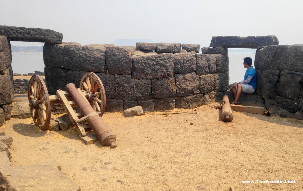 Cannons at Kolaba fort facing main entrance Alibag side